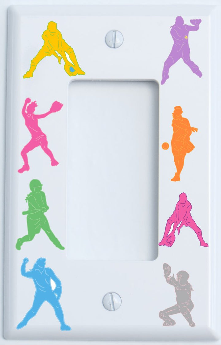 Girls Softball Light Switch Cover Plate and Outlet Covers