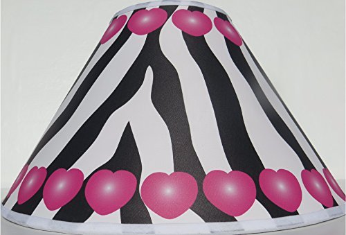 Pink Hearts and Zebra Print Lamp Shade / Zebra Print Nursery Decor