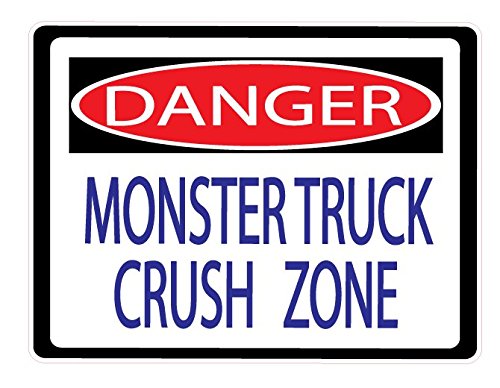 Danger Monster Truck Crush Zone Street Sign Wall Decals / Monster Truck Wall Decals / Stickers