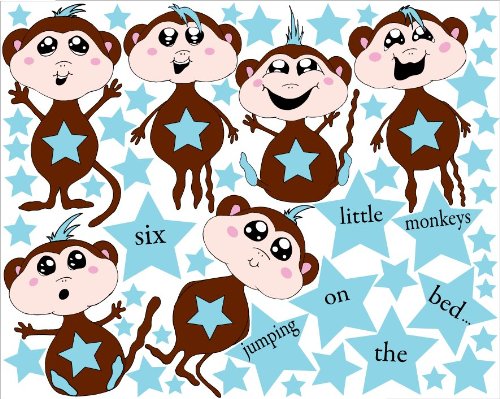 Monkeys Jumping on the Bed Boys Wall Stickers / Decals