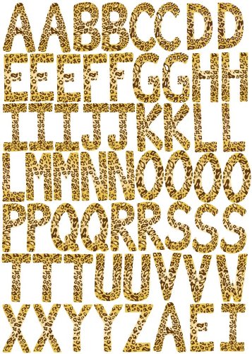 60 ABC Alphabet Wall Decals Leopard 3.25in. Letters Brown Gold Wall Stickers