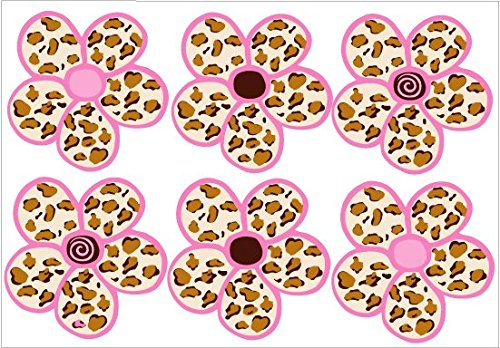 Pink and Tan Leopard Print Daisies Stickers