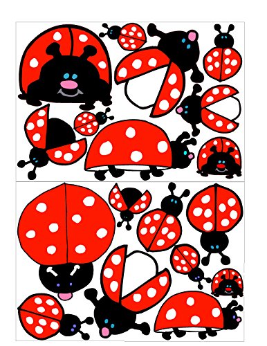 Ladybug Wall Decals / Lady Bug Stickers in Red with White Dots