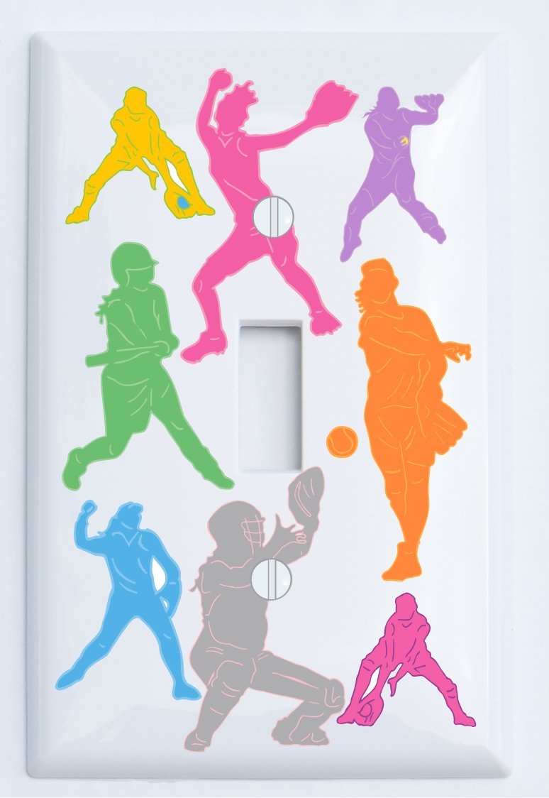 Girls Softball Light Switch Plate and Outlet Covers / Softball Room Decor