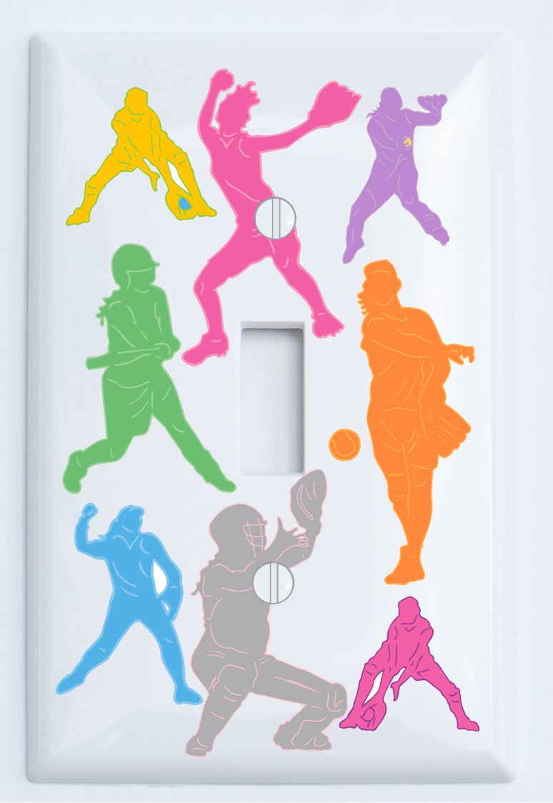 Girls Softball Light Switch Cover Plate and Outlet Covers