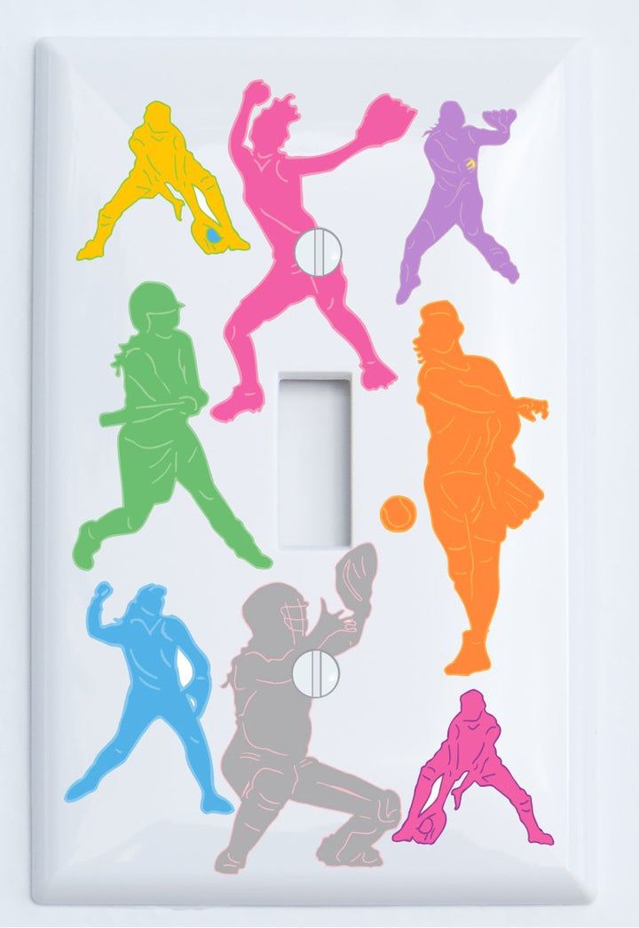Girls Softball Light Switch Cover Plate and Outlet Covers