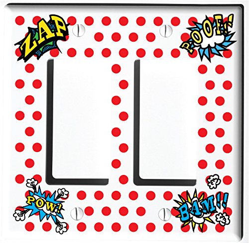 Comic Book Action Words Switch Plates and Outlet Covers/Superhero Wall Decor