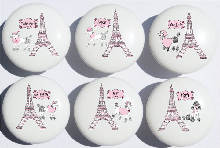 Poodles In Paris Drawer Pull Knobs