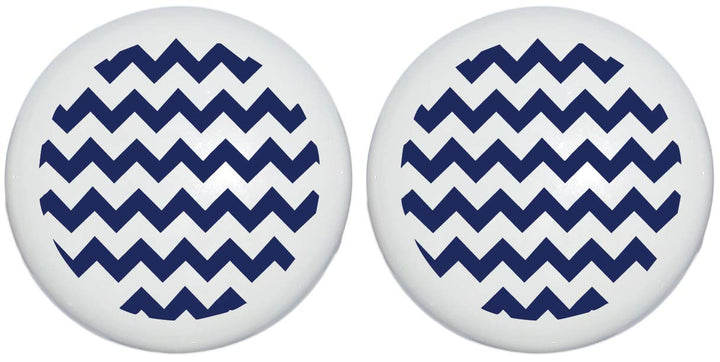 Ceramic Chevron Print Drawer Pulls - Navy Blue