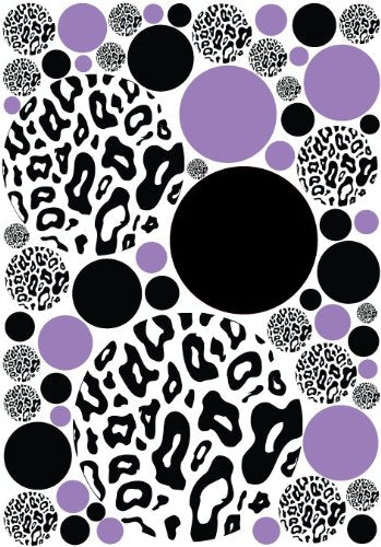 Medium Leopard Animal Print Dot Wall Decals in Purple and Black Dot Wall Stickers / Decals