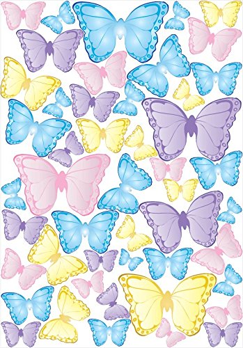 48 Butterfly Wall Decals in Blue, Purple, Yellow and Pink Butterflies Wall Stickers