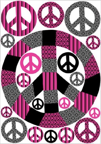 Patchwork Pink Peace Sign Wall Decals