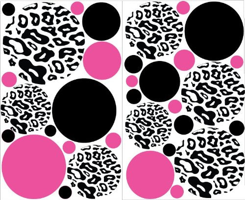 Pink and Black Leopard Print Dot Wall Decals Stickers