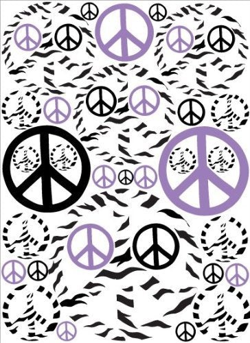 Purple Black and Zebra Print Peace Sign Wall Stickers Decals