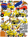 Giant Construction Wall Decals / Truck Stickers with Bulldozer , Tractors, Cement Truck, Dump Truck, Cranes, and Even a Forklift