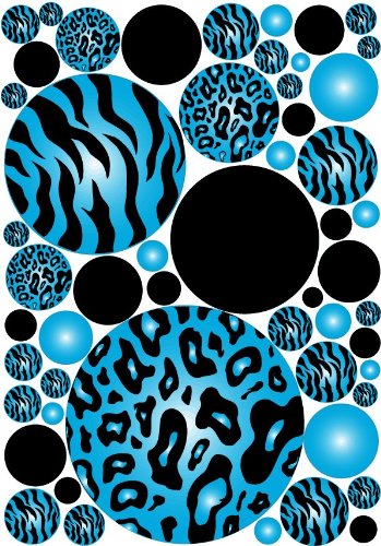 Meduim Dots Blue 3d Zebra and Leopard Print Wall Stickers