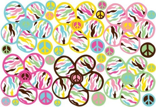 Multicolored Daisy Peace Wall Decals / Stickers / Decor