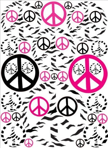 Hot Pink Black and Zebra Print Peace Sign Wall Stickers Decals