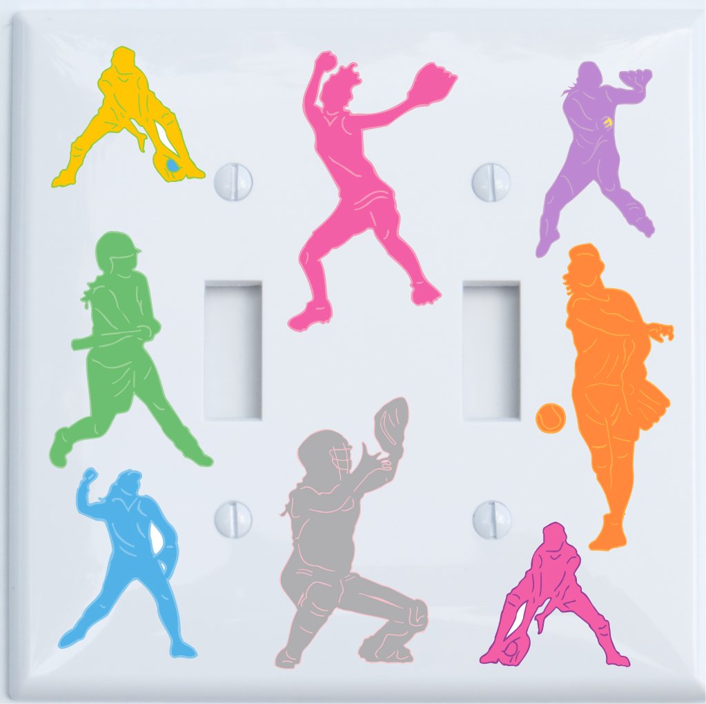 Girls Softball Light Switch Cover Plate and Outlet Covers