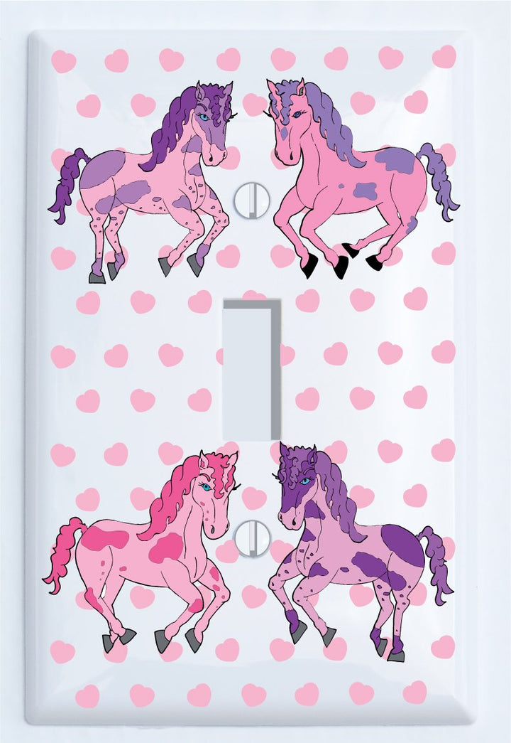 Pink and Purple Horse Light Switch Cover Stickers