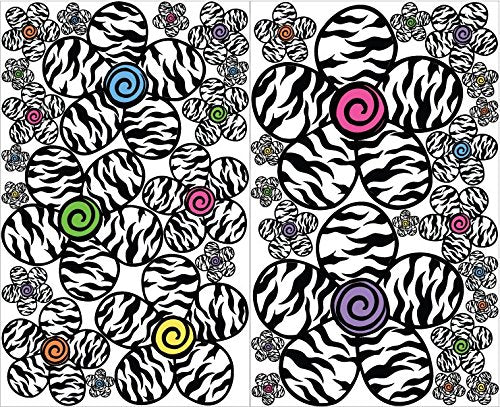 Multicolored Zebra Print Flower Wall Stickers Decals