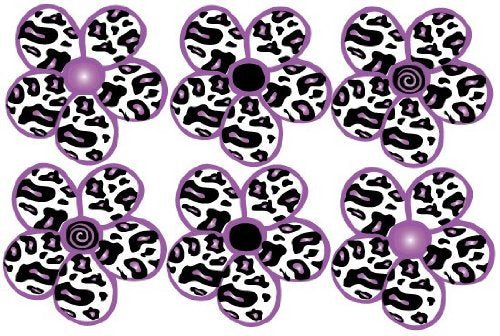 Cheetah / Leopard Print Purple Daisy Flower Wall Decals, Stickers, Graphics