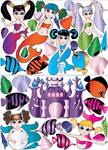 Mermaid Wall Decals / Mermaid Wall Stickers Complete with Shells, Fish and Castle Wall Decals