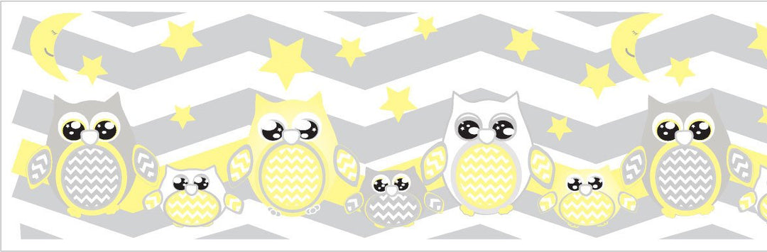 Owl Chevron Border Wall Decals