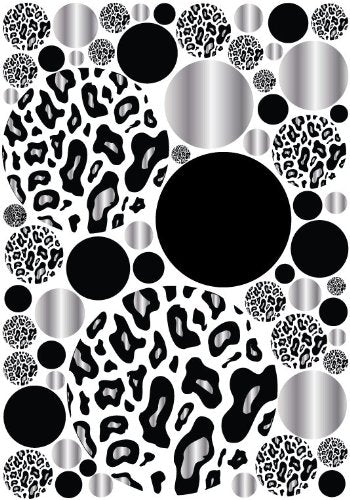 Medium Leopard Animal Print Silver and Black Dot Wall Stickers / Decals