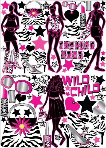 Zebra Print Wall Decals Fashion Model