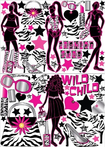 Zebra Print Fashion Model Wall Decals / Stickers set