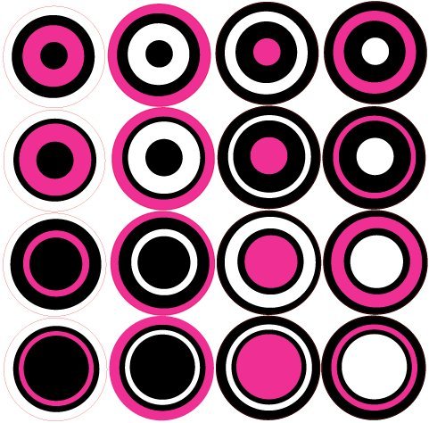 Multi Dots Decals Hot Pink, White and Black