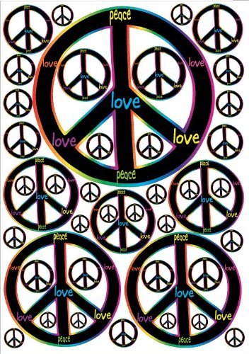 Rainbow and Black Peace Sign Wall Decals