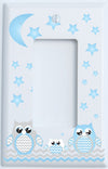 Grey and Blue Owl Light Switch Wall Plate and Owl Outlet Covers/Owl Nursery Decor