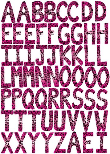 60 ABC Alphabet Wall Decals-Leopard-3.25in. letters-Hot-Pink-Wall-Stickers-Decals
