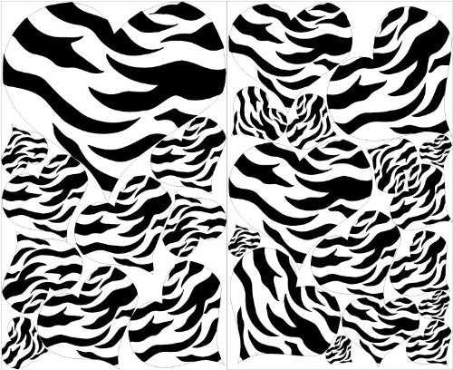 Zebra Print Wall Decals Heart Black and White