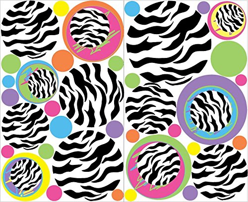 Multicolored Zebra Print Dot Wall Decals, 37 Zebra Circle / Dots Wall Stickers / Childrens Wall Decor