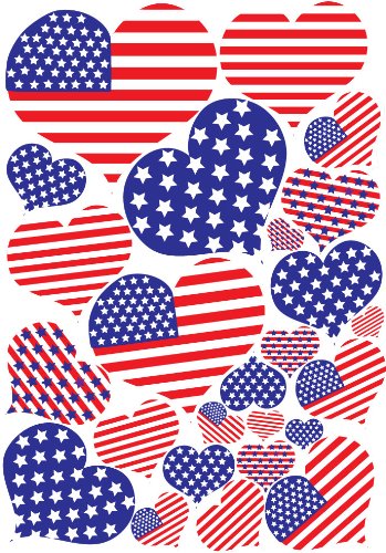 USA Patriotic American Flag Heart Wall Stickers /29 Heart Wall Decals