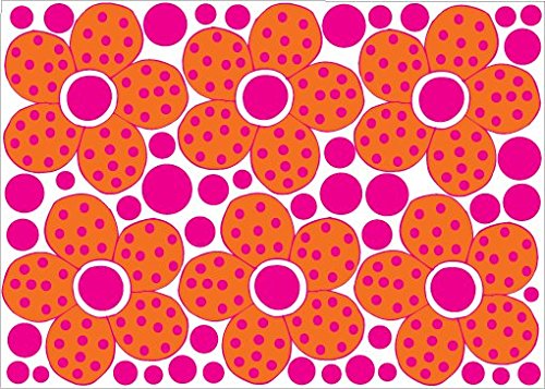 Orange Daisies with Pink Dot Wall Stickers