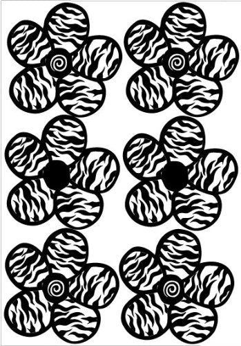 Zebra Print Black and White Daisy Flower Wall Stickers,decals,wall Decor