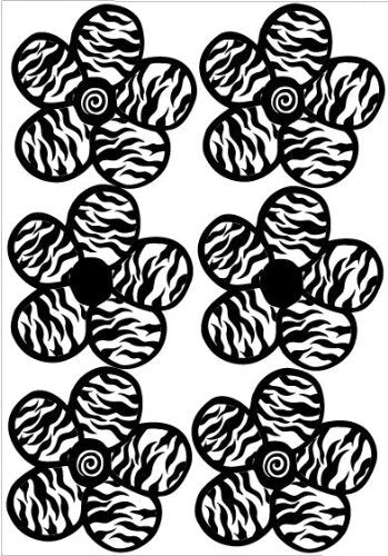 Zebra Print Daisy Flower Wall Decals