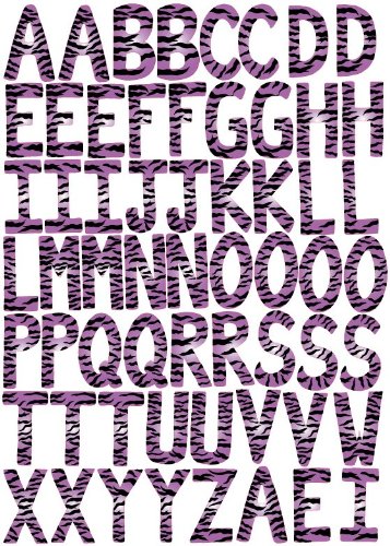 60 ABC Alphabet Wall Decals Purple Zebra Print 3.25in. Letters Wall Stickers Decals A-Z