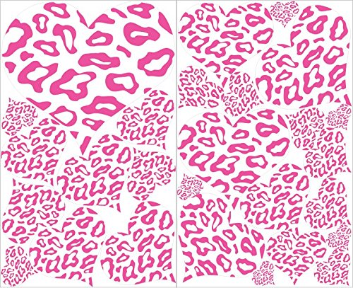 Leopard Print Heart Wall Decals in Hot Pink and White Leopard Print Hearts