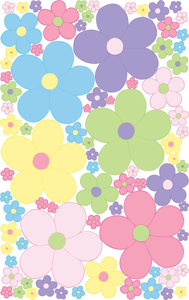 Large Pastel Daisy Flowers Wall Decals / Flower Wall Decor