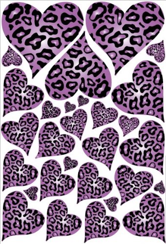 Purple Leopard Cheetah Print Hearts Wall Stickers Decals