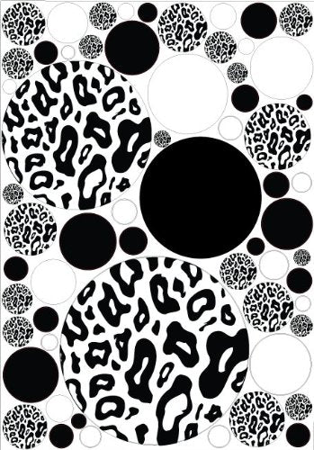 Medium Leopard / Cheetah Print Black and White Dot Wall Stickers / Decals