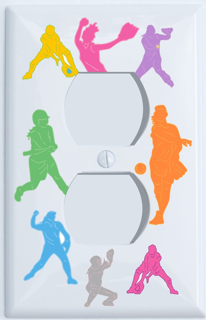 Girls Softball Light Switch Cover Plate and Outlet Covers