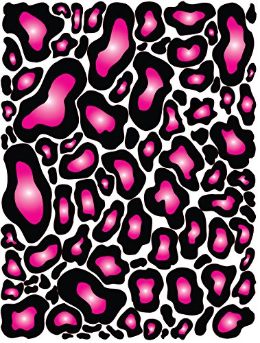 Hot Pink and Black Leopard Print Wall Stickers / Wall Decals Cut Outs