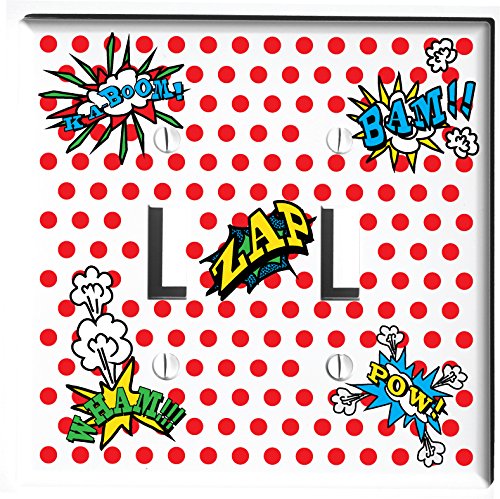 Comic Book Action Words Switch Plates and Outlet Covers/Superhero Wall Decor