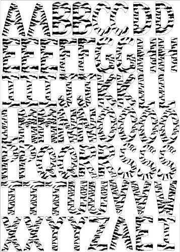 60 ABC Alphabet Wall Decals / Black and White Zebra Print Letters Wall Stickers / 3.5in Zebra Print Letters Decals